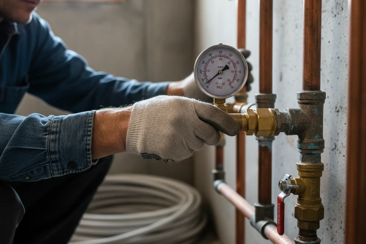 Pressure testing a repaired line during Water Line Repair in Floresville